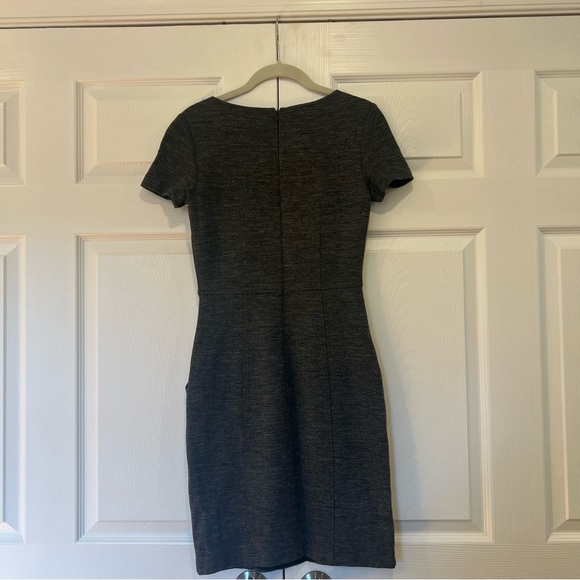 Theory Nuriana Gray Sheath Dress Stretch Ponte Knit Womens 4 - Picture 2 of 6